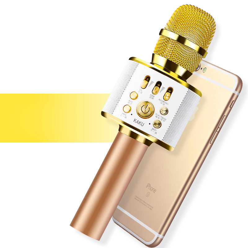 King-mic Series Universal 2-in-1 KTV Microphone Speaker Support Aux / TF Card - Gold