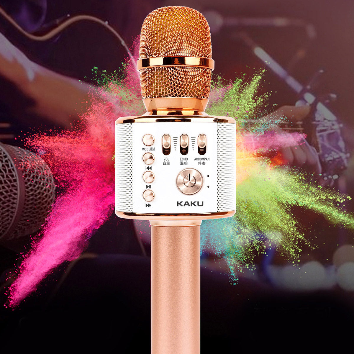 KAKU King-mic Series Universal 2-in-1 KTV Bluetooth Microphone Speaker - Rose Gold