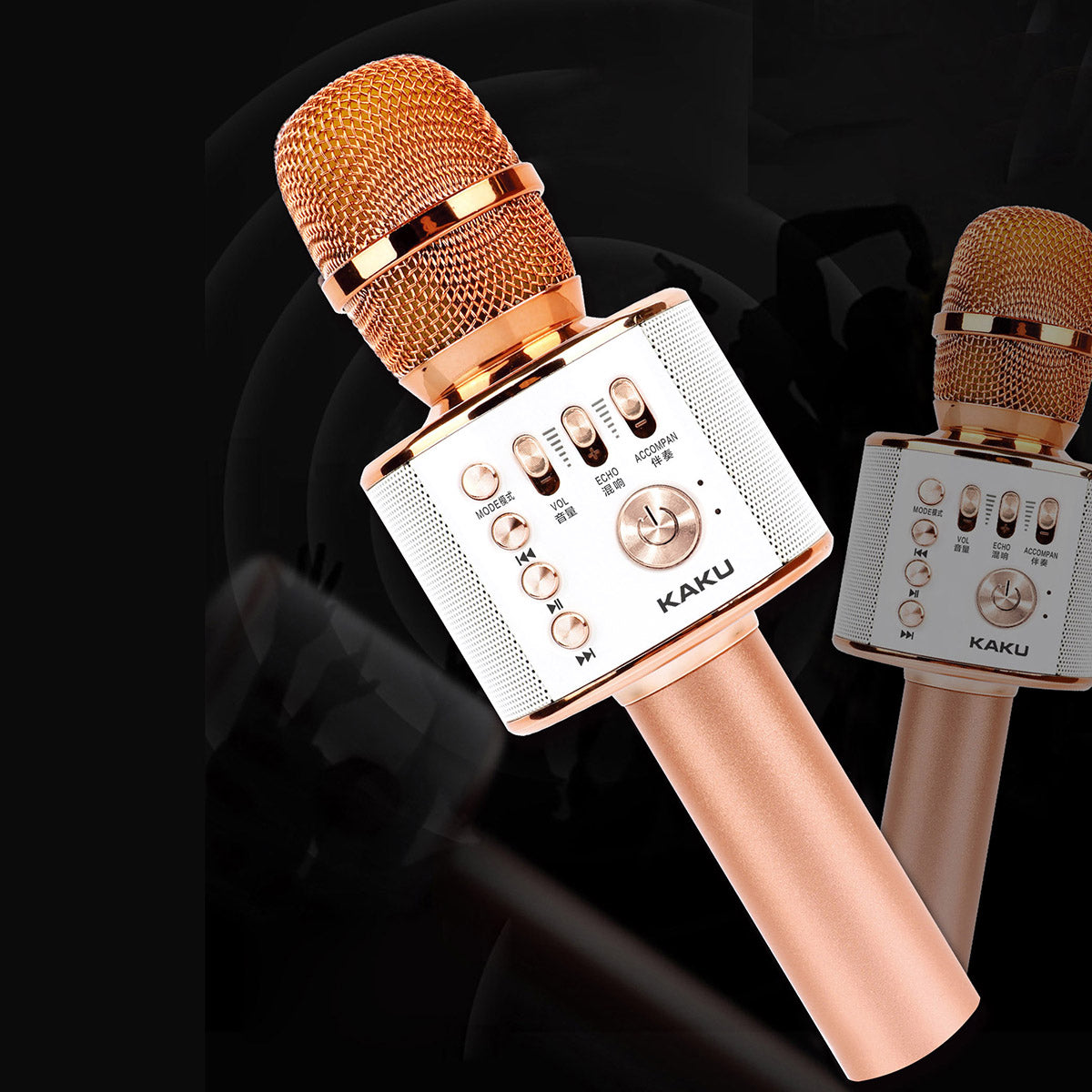 KAKU King-mic Series Universal 2-in-1 KTV Bluetooth Microphone Speaker - Rose Gold
