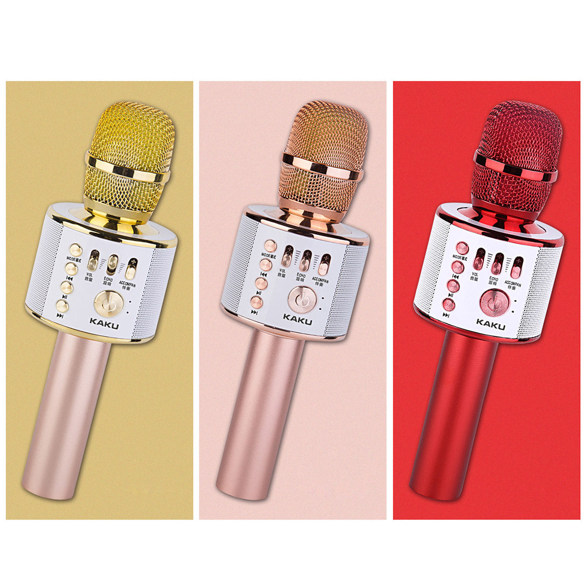 KAKU King-mic Series Universal 2-in-1 KTV Bluetooth Microphone Speaker - Rose Gold