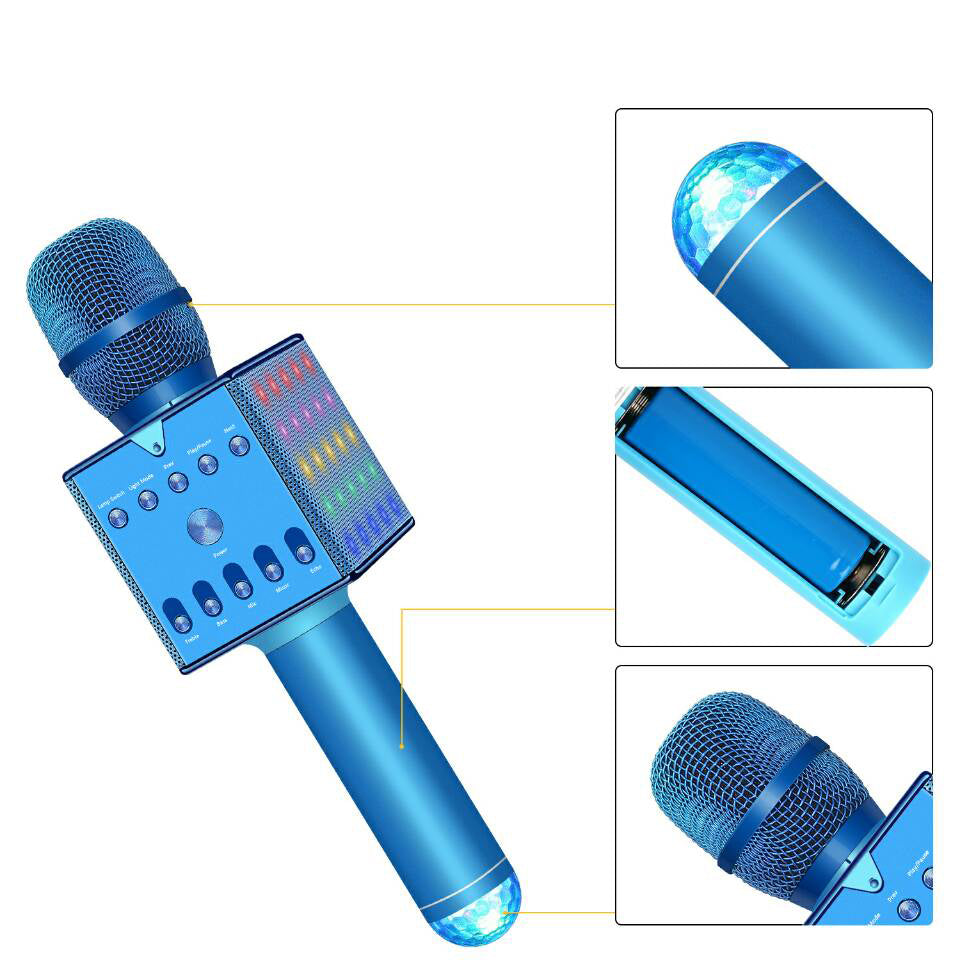 H007 Wireless Bluetooth Karaoke Microphone with Colorful LED Light
