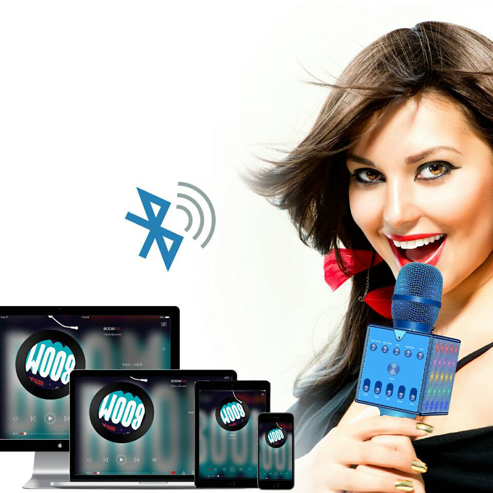 H007 Wireless Bluetooth Karaoke Microphone with Colorful LED Light