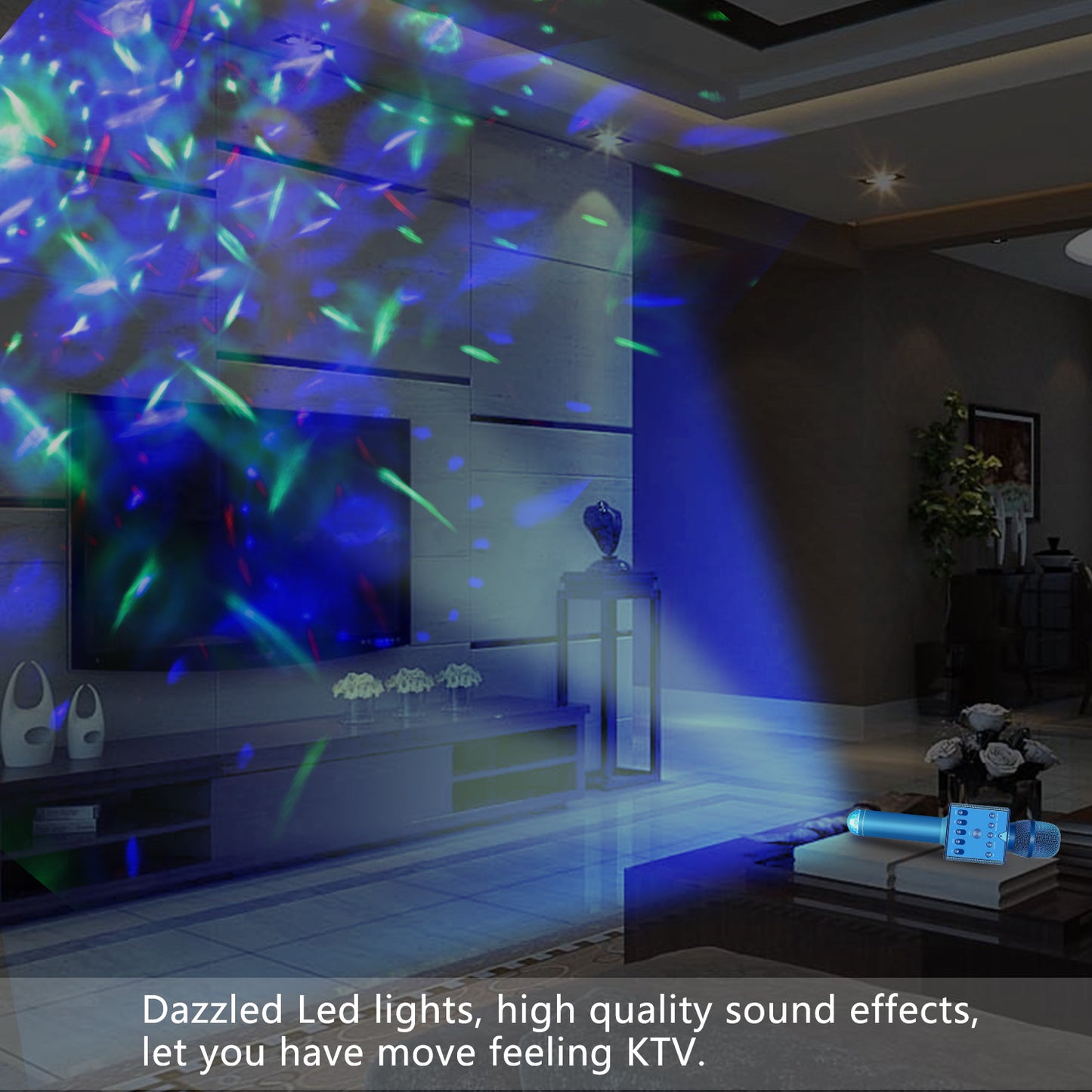 H007 Wireless Bluetooth Karaoke Microphone with Colorful LED Light