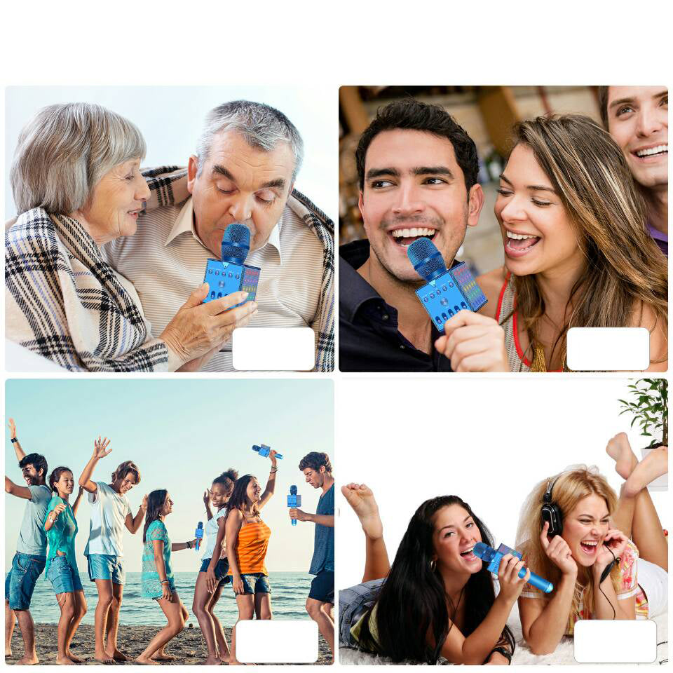 H007 Wireless Bluetooth Karaoke Microphone with Colorful LED Light