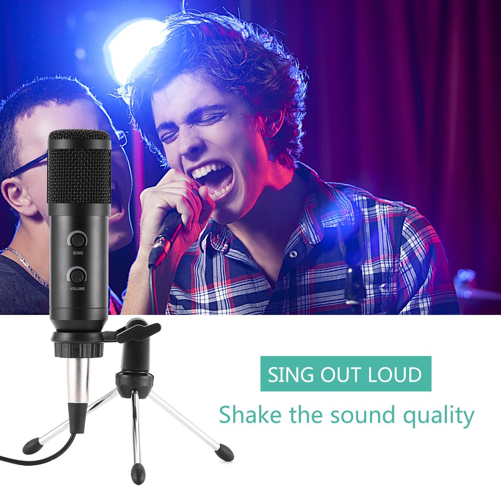 MK-F600TL Studio Professional Condenser Wired Microphone with Tripod - Black