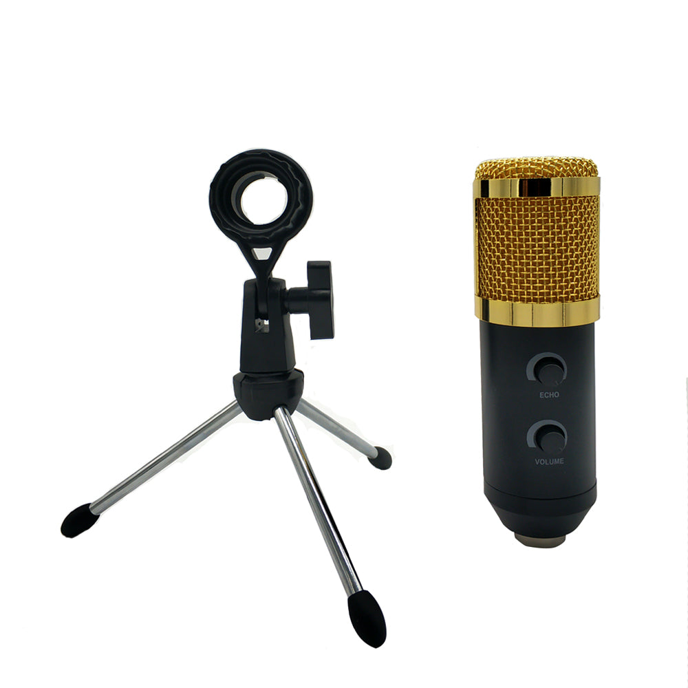 MK-F600TL Studio Professional Condenser Wired Microphone with Tripod - Black / Gold