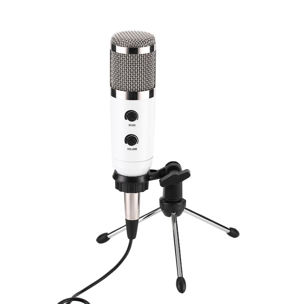 MK-F600TL Studio Professional Condenser Wired Microphone with Tripod - White / Silver