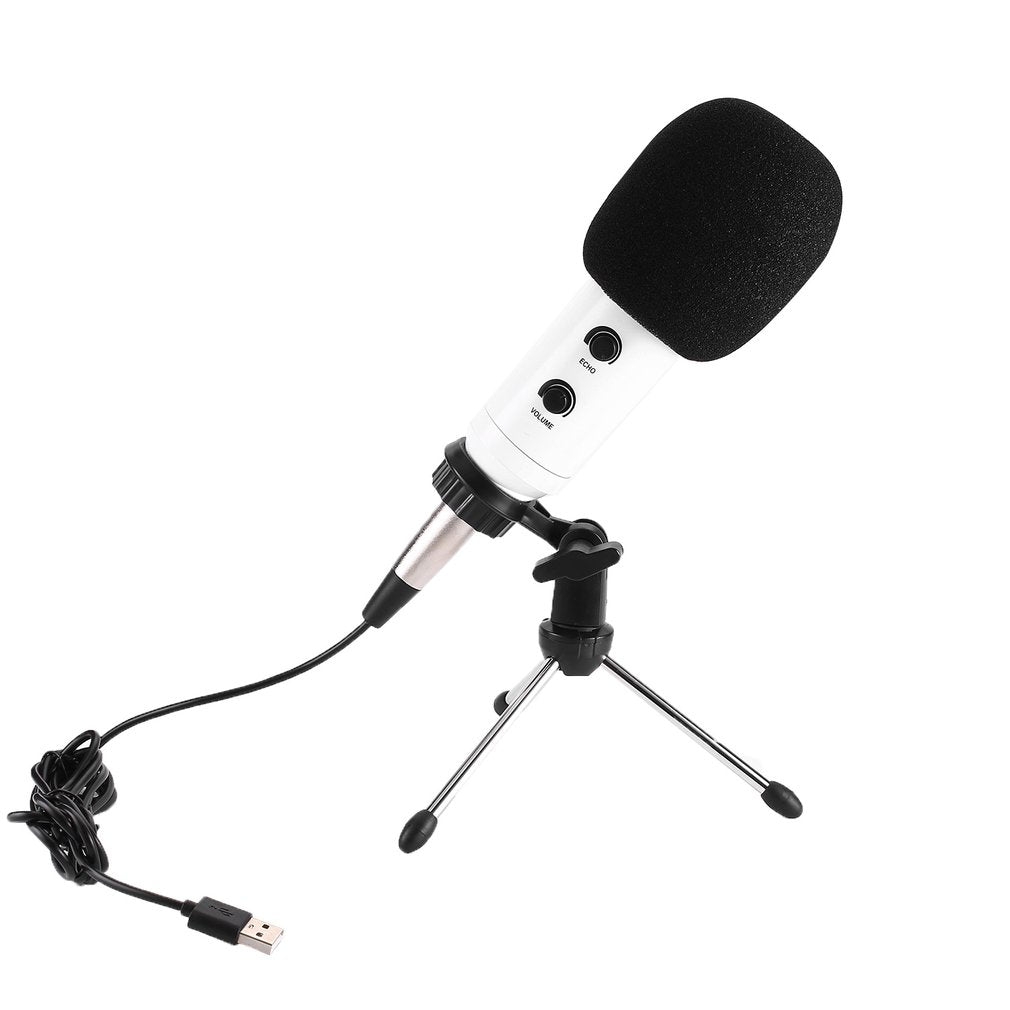 MK-F600TL Studio Professional Condenser Wired Microphone with Tripod - White / Silver