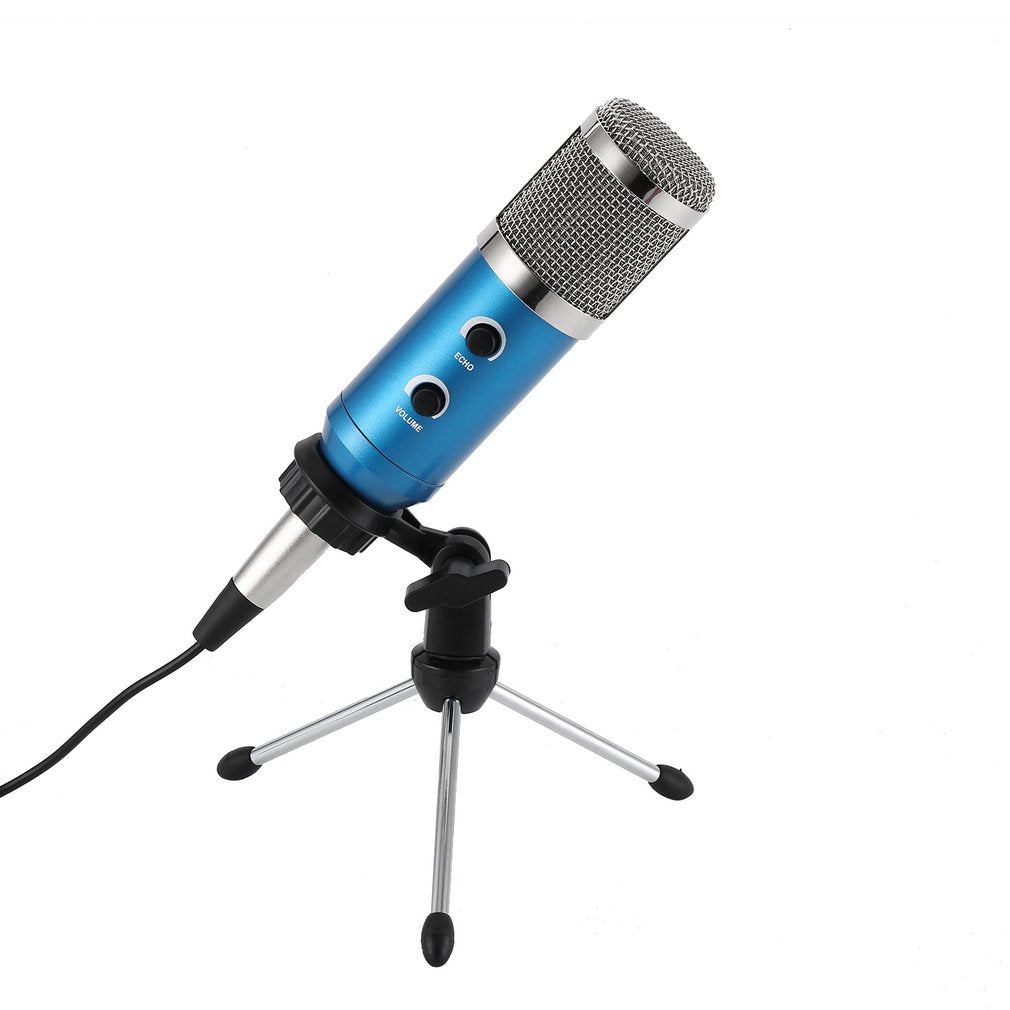 MK-F600TL Studio Professional Condenser Wired Microphone with Tripod - Blue / Silver