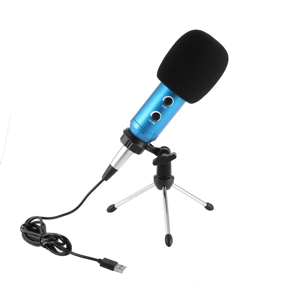 MK-F600TL Studio Professional Condenser Wired Microphone with Tripod - Blue / Silver