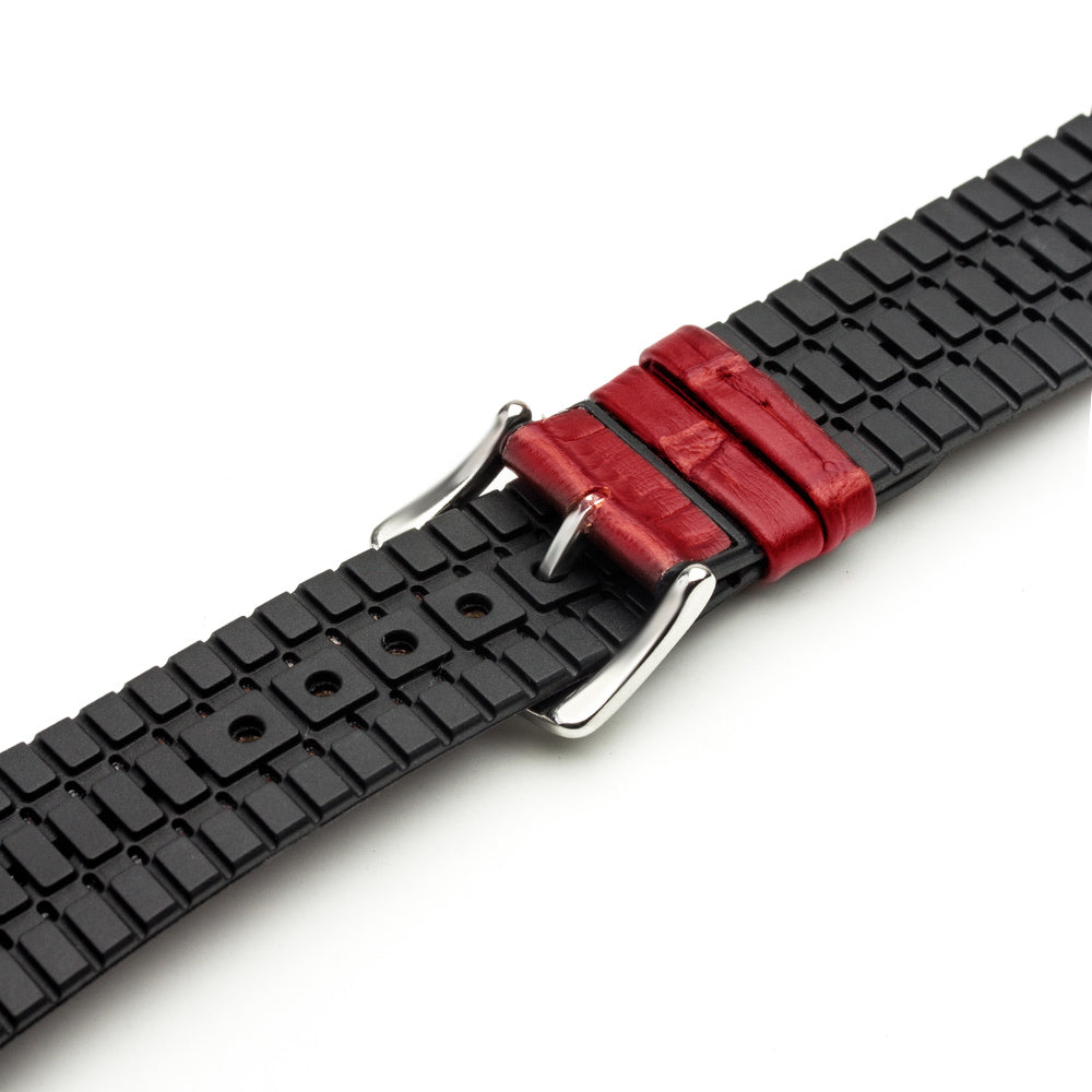 Uniqkart Top-layer Cowhide Leather Watch Strap Replacement for Apple Watch Series 8 7 41mm / Series 6 SE / SE(2022) 5 4 40mm / Series 3 2 1 38mm - Red