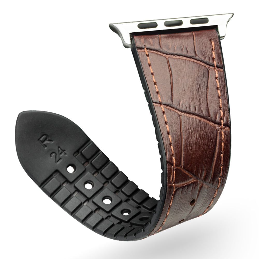 QIALINO Top-layer Cowhide Genuine Leather Watch Strap Replacement for Apple Watch Series 8 45mm / Ultra 49mm / 7 45mm / Series 6 / SE / SE (2022) / 5 4 44mm / 3 / 2 / 1 42mm - Brown