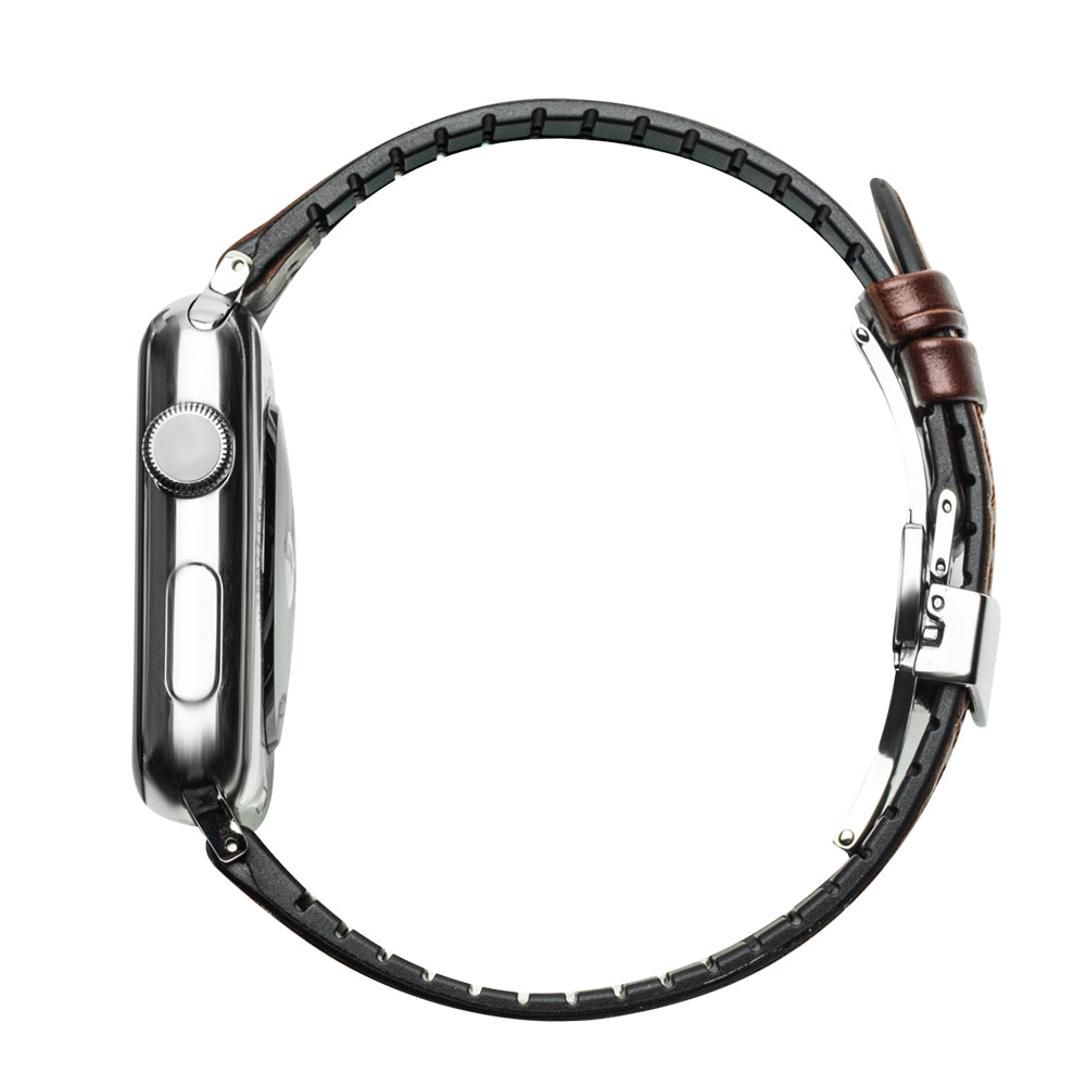 QIALINO Top-layer Cowhide Genuine Leather Watch Strap Replacement for Apple Watch Series 8 45mm / Ultra 49mm / 7 45mm / Series 6 / SE / SE (2022) / 5 4 44mm / 3 / 2 / 1 42mm - Brown