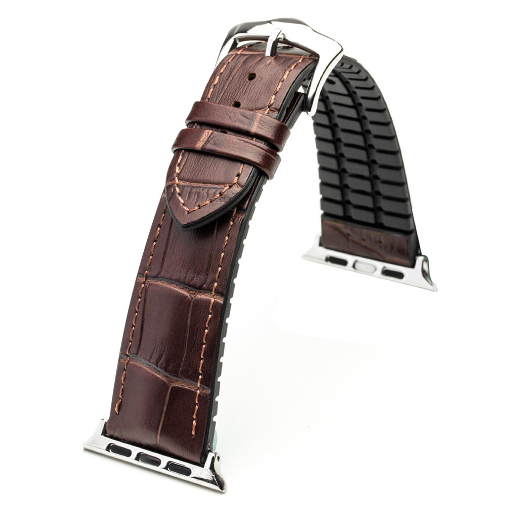 QIALINO Top-layer Cowhide Genuine Leather Watch Strap Replacement for Apple Watch Series 8 45mm / Ultra 49mm / 7 45mm / Series 6 / SE / SE (2022) / 5 4 44mm / 3 / 2 / 1 42mm - Brown