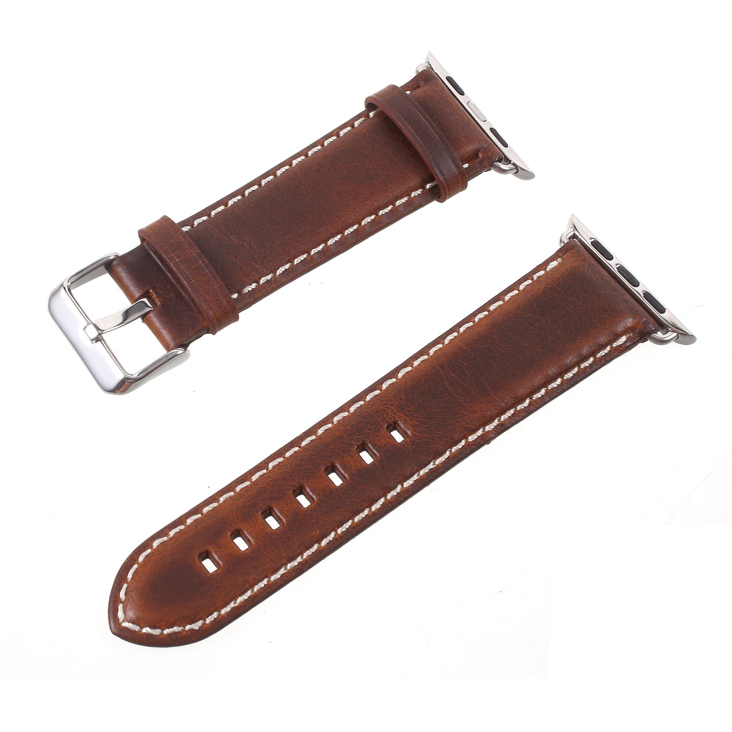 Vintage Oil Wax Genuine Leather Replacement Watchband for Apple Watch Series 8 / 7 41mm / Series 6 / SE / SE(2022) / 5 / 4 40mm / Series 3 / 2 / 1 38mm - Brown