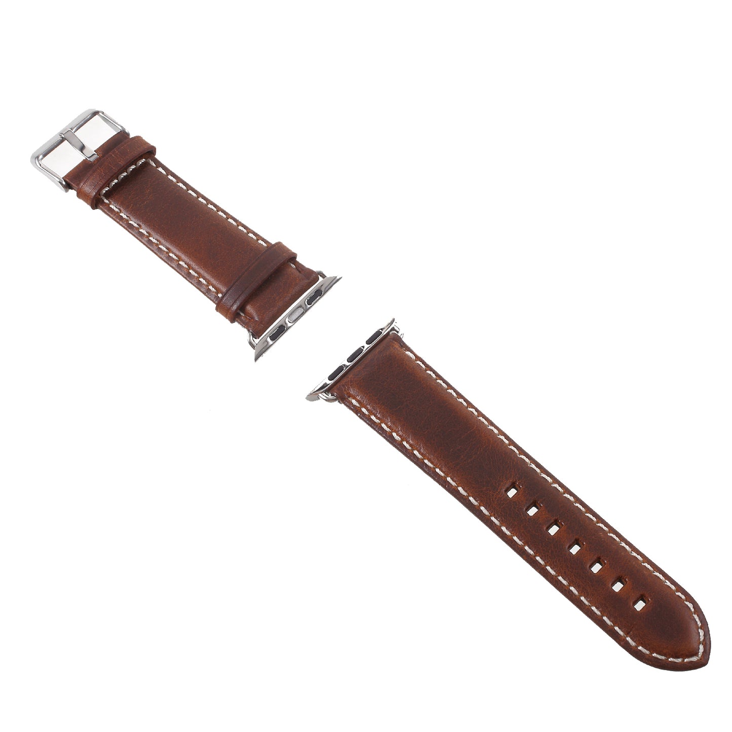 Vintage Oil Wax Genuine Leather Replacement Watchband for Apple Watch Series 8 / 7 41mm / Series 6 / SE / SE(2022) / 5 / 4 40mm / Series 3 / 2 / 1 38mm - Brown