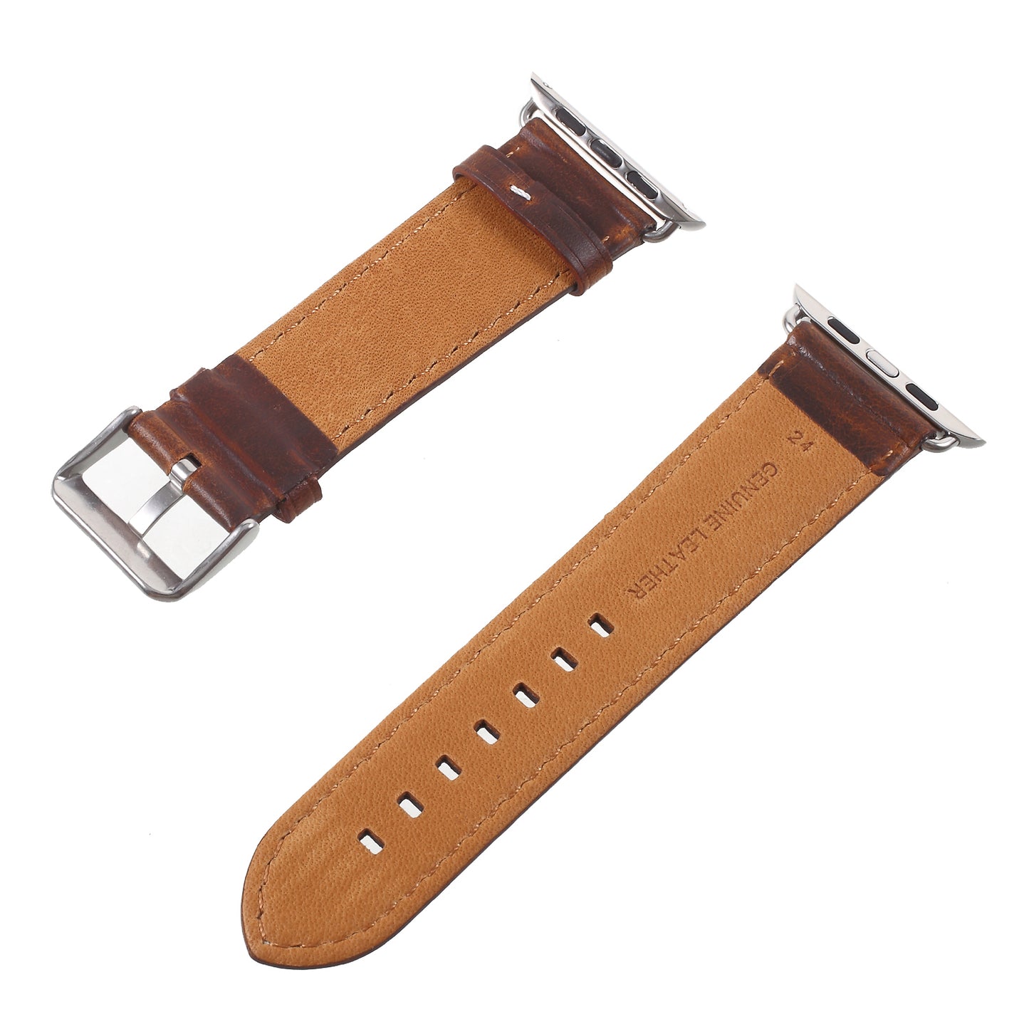 Vintage Oil Wax Genuine Leather Replacement Watchband for Apple Watch Series 8 / 7 41mm / Series 6 / SE / SE(2022) / 5 / 4 40mm / Series 3 / 2 / 1 38mm - Brown