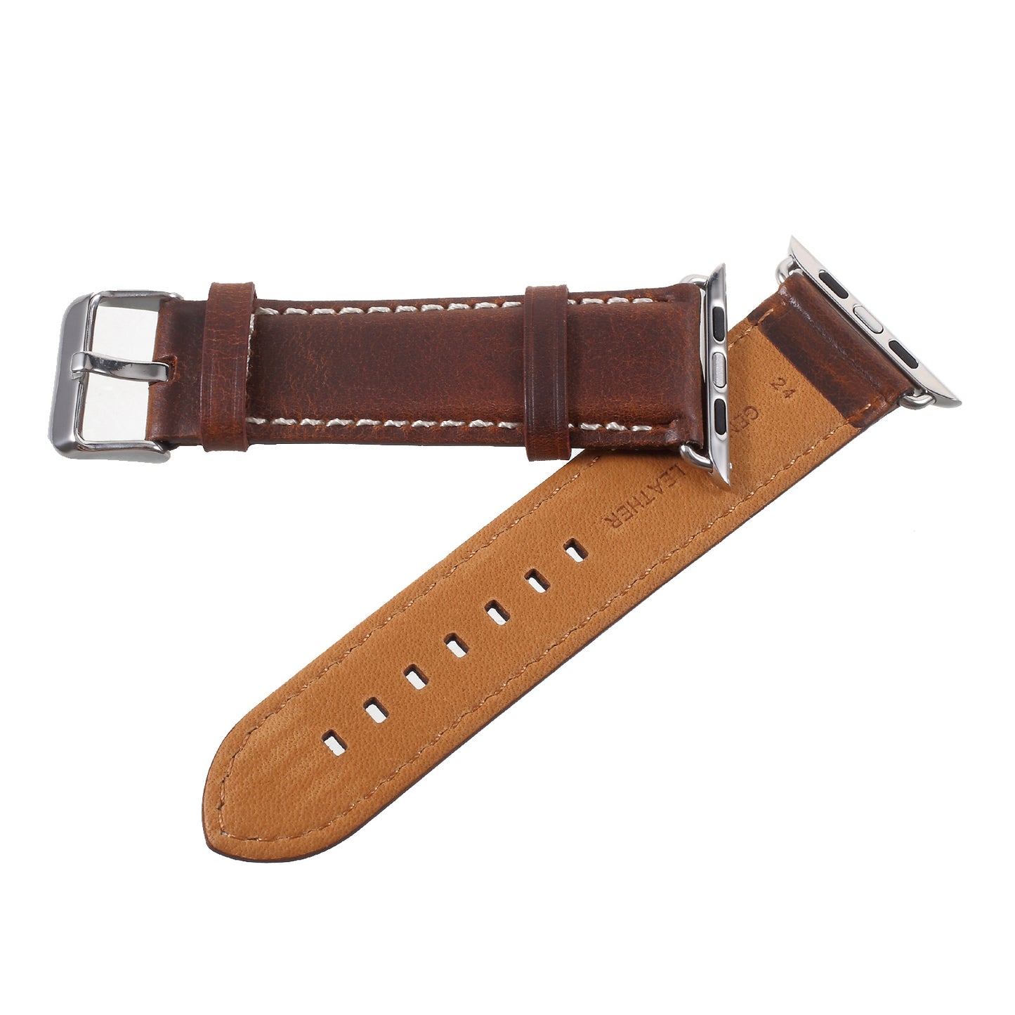 Vintage Oil Wax Genuine Leather Replacement Watchband for Apple Watch Series 8 / 7 41mm / Series 6 / SE / SE(2022) / 5 / 4 40mm / Series 3 / 2 / 1 38mm - Brown