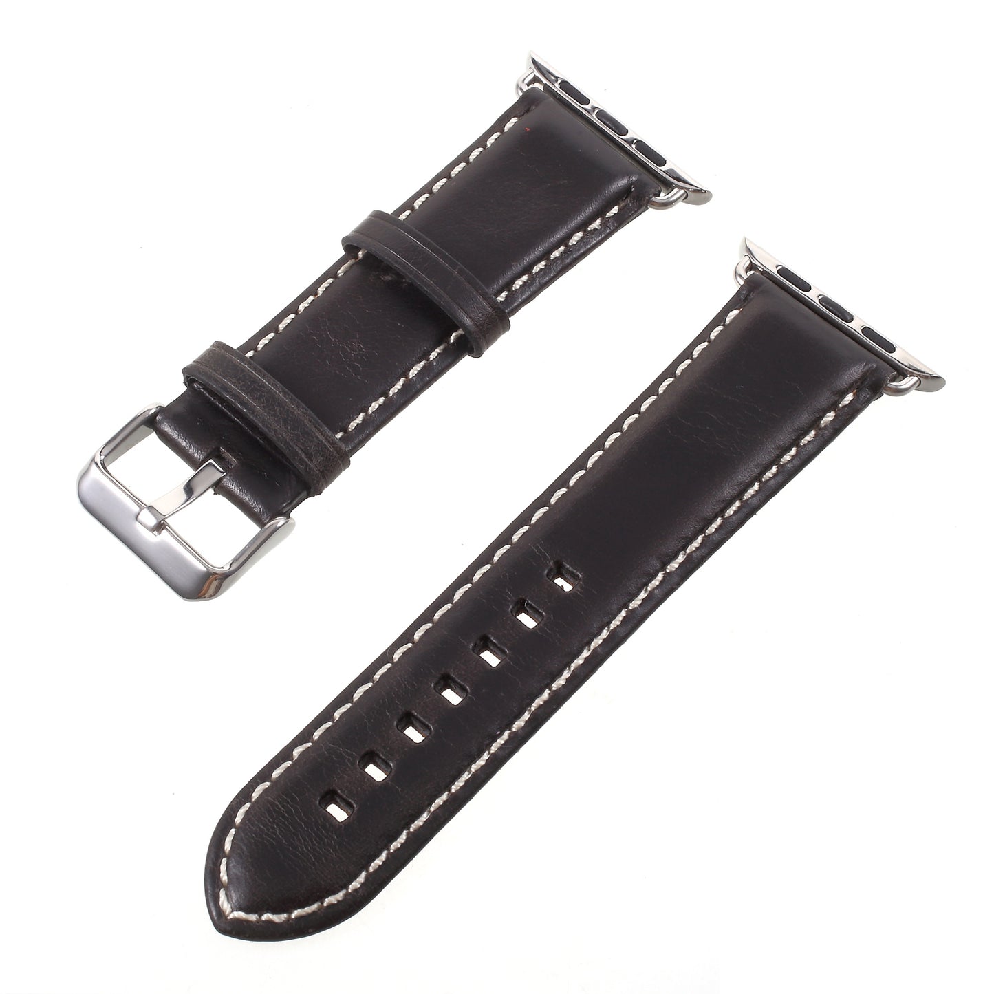 for Apple Watch Series 8 45mm / Ultra 49mm / 7 45mm / Series 6 / SE / SE (2022) / 5 4 44mm, Series 3 / 2 / 1 42mm Vintage Oil Wax Genuine Leather Watch Band - Black