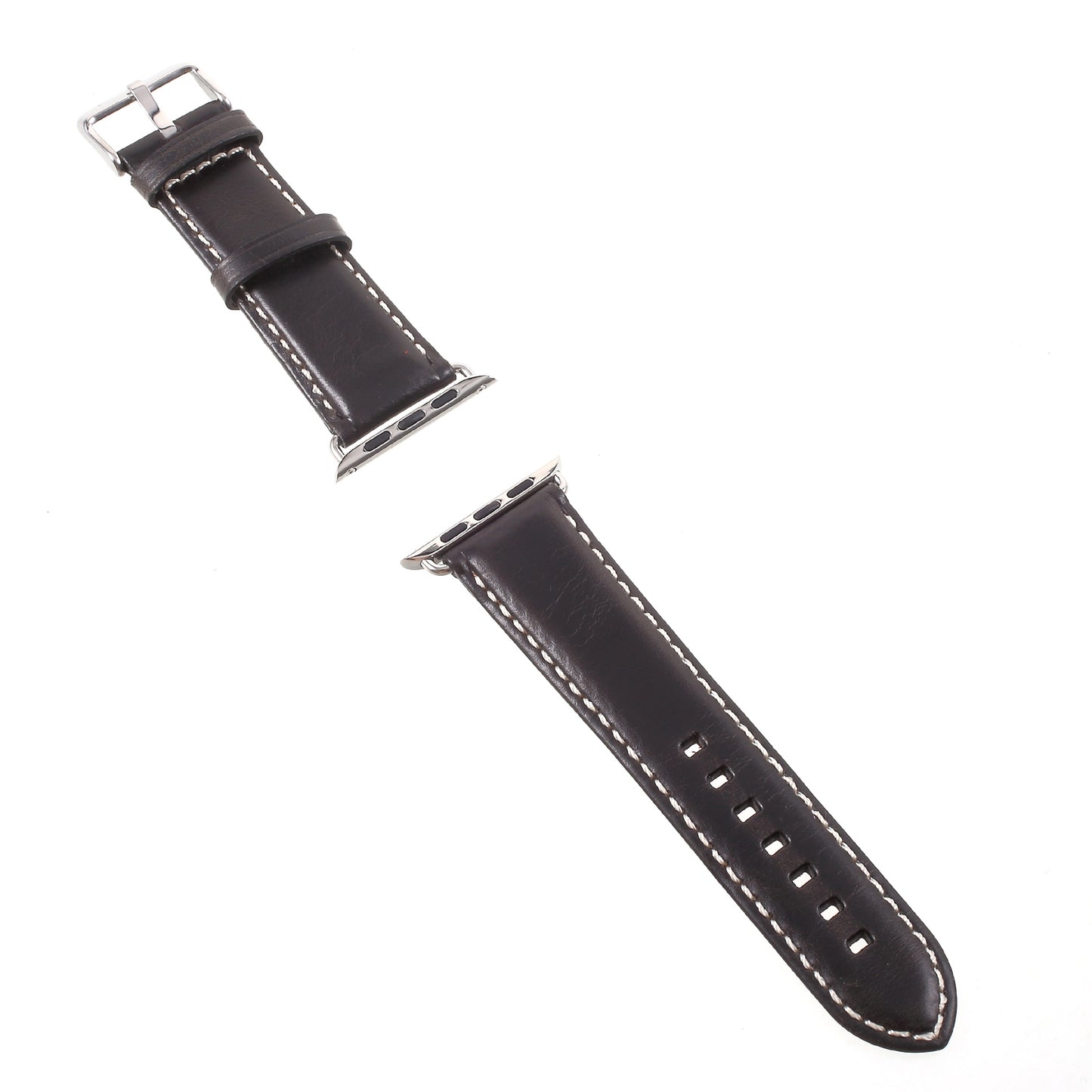 for Apple Watch Series 8 45mm / Ultra 49mm / 7 45mm / Series 6 / SE / SE (2022) / 5 4 44mm, Series 3 / 2 / 1 42mm Vintage Oil Wax Genuine Leather Watch Band - Black