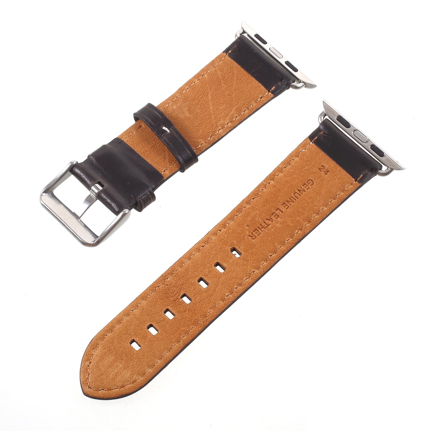 for Apple Watch Series 8 45mm / Ultra 49mm / 7 45mm / Series 6 / SE / SE (2022) / 5 4 44mm, Series 3 / 2 / 1 42mm Vintage Oil Wax Genuine Leather Watch Band - Black