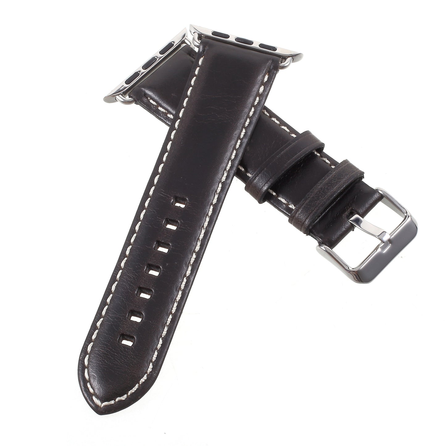 for Apple Watch Series 8 45mm / Ultra 49mm / 7 45mm / Series 6 / SE / SE (2022) / 5 4 44mm, Series 3 / 2 / 1 42mm Vintage Oil Wax Genuine Leather Watch Band - Black