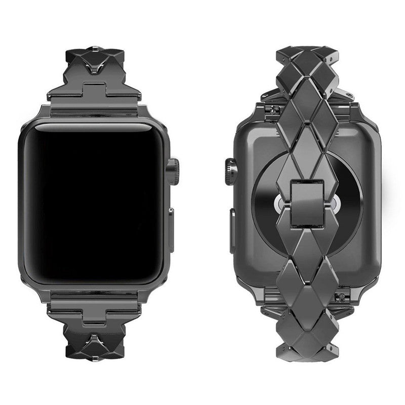 Rhombus Shaped Zinc Alloy Watch Band Replacement for Apple Watch Series 5 4 40mm, Series 3 / 2 / 1 38mm - Black