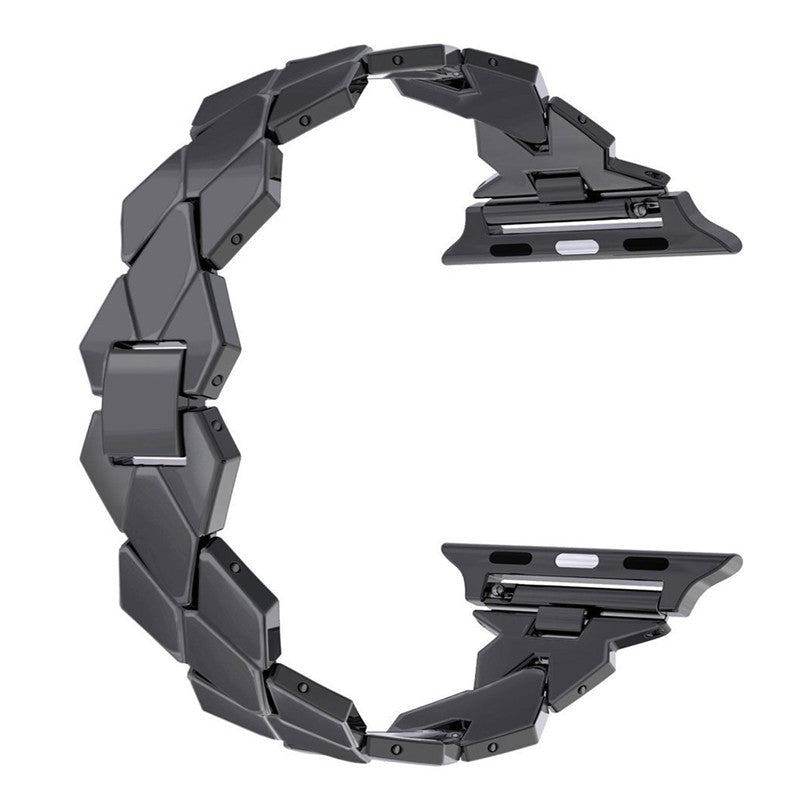 Rhombus Shaped Zinc Alloy Watch Band Replacement for Apple Watch Series 5 4 40mm, Series 3 / 2 / 1 38mm - Black