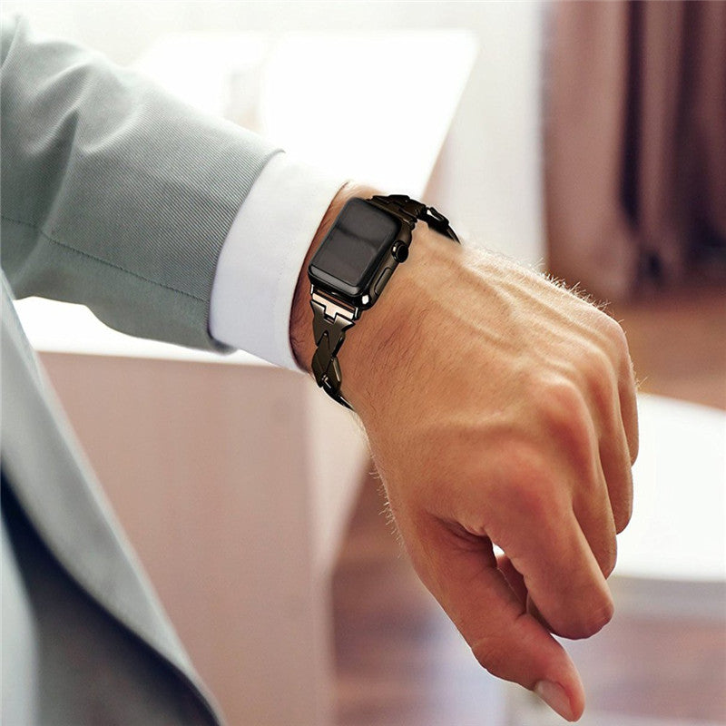 Rhombus Shaped Zinc Alloy Watch Band Replacement for Apple Watch Series 5 4 40mm, Series 3 / 2 / 1 38mm - Black