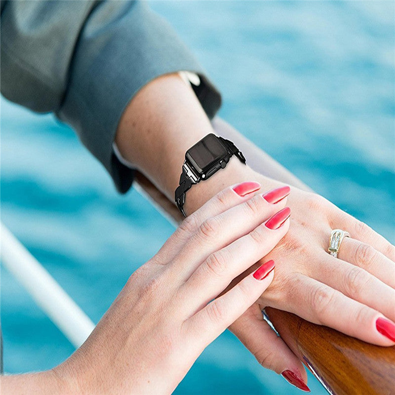 Rhombus Shaped Zinc Alloy Watch Band Replacement for Apple Watch Series 5 4 40mm, Series 3 / 2 / 1 38mm - Black