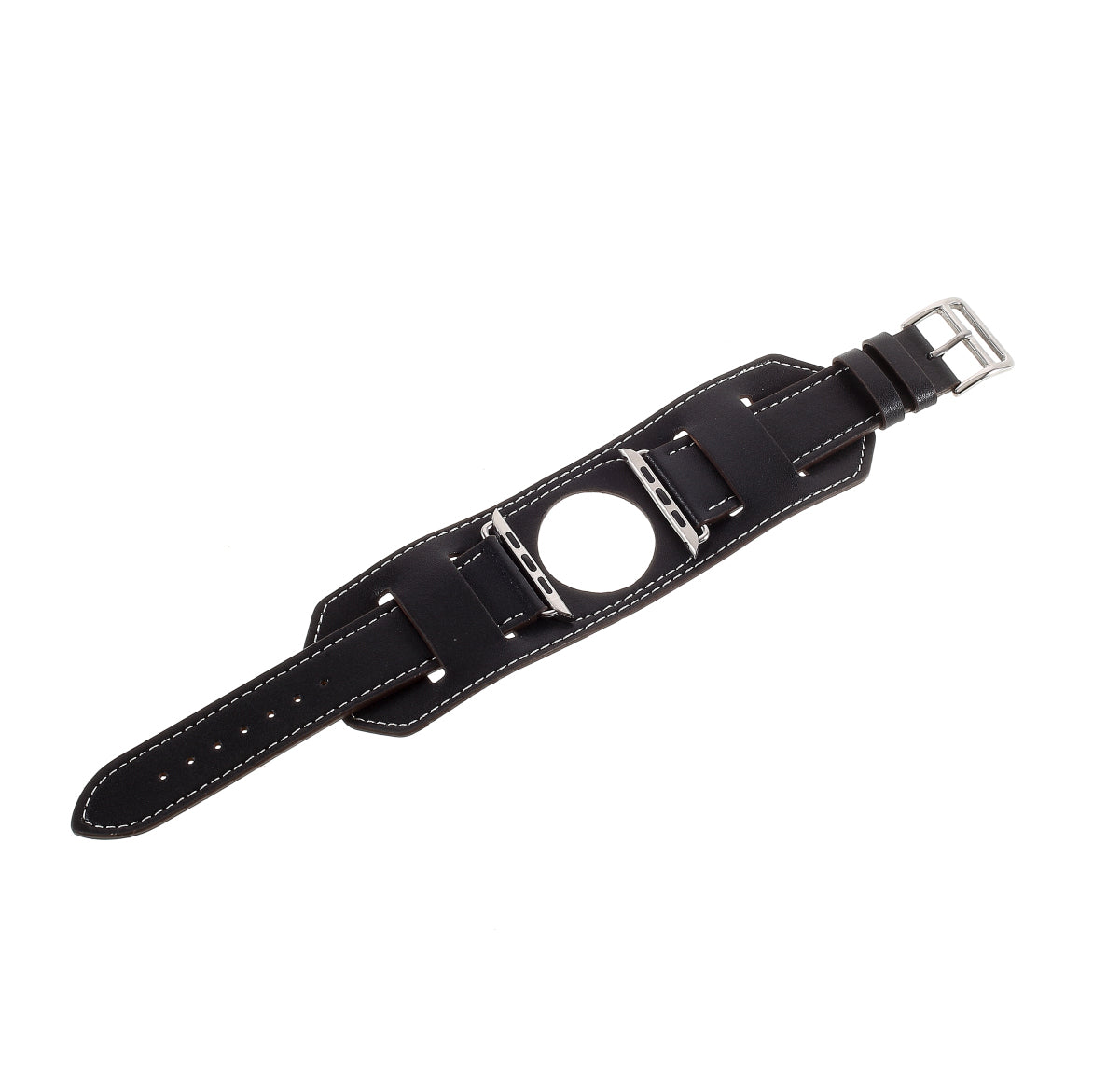 Hermes Style 4-piece Double Tour Genuine Leather Watch Band for Apple Watch Series 8 45mm / Ultra 49mm / 7 45mm / Series 6 / SE / SE (2022) / 5 4 44mm / Series 3 2 1 42mm - Black