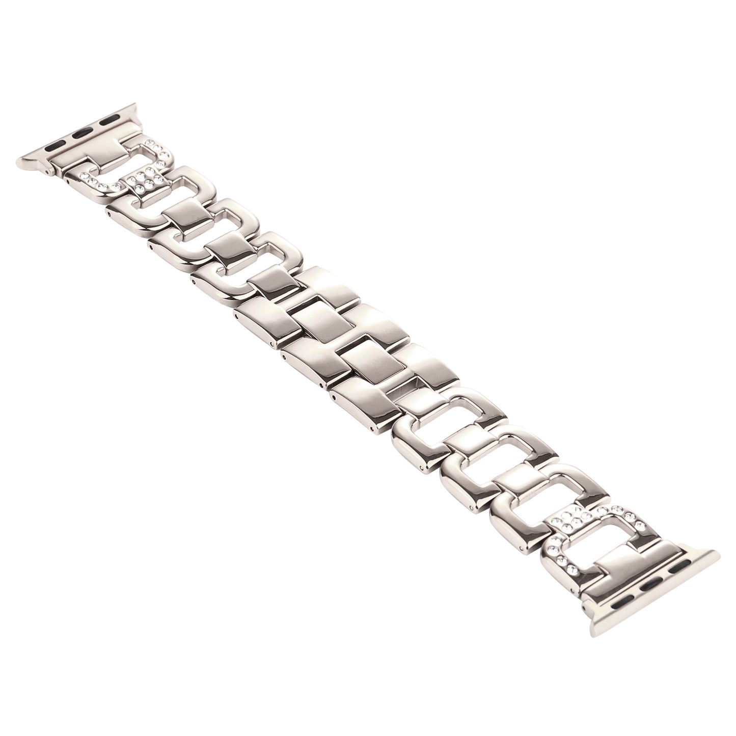 D-shape Rhinestone Decor Anti-rust Stainless Steel Watch Strap for Apple Watch Series 8 7 41mm / Series 6 SE / SE(2022) 5 4 40mm / Series 3 2 1 38mm - Silver