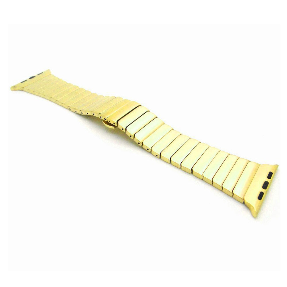 Stainless Steel Butterfly Clasp Watch Strap Link Bracelet for Apple Watch Series 8 45mm / Ultra 49mm / 7 45mm / Series 6 / SE / SE (2022) / 5 / 4 44mm / 3 / 2 / 1 42mm - Gold