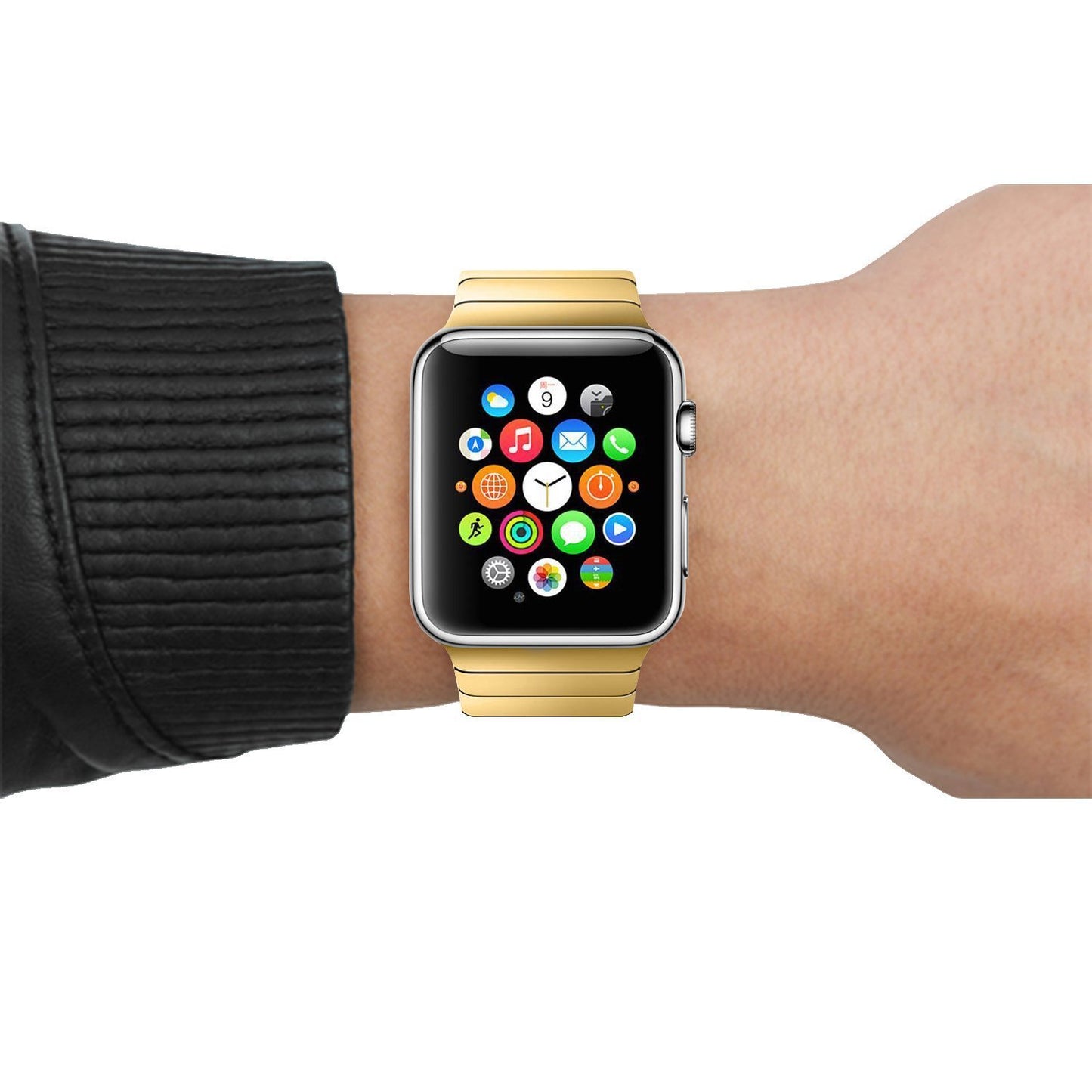 For Apple Watch Ultra 49mm / 8 / 7 45mm / Series 6 / SE / SE (2022) / 5 / 4 44mm / 3 / 2 / 1 42mm Watchband Stainless Steel Watch Strap - Gold