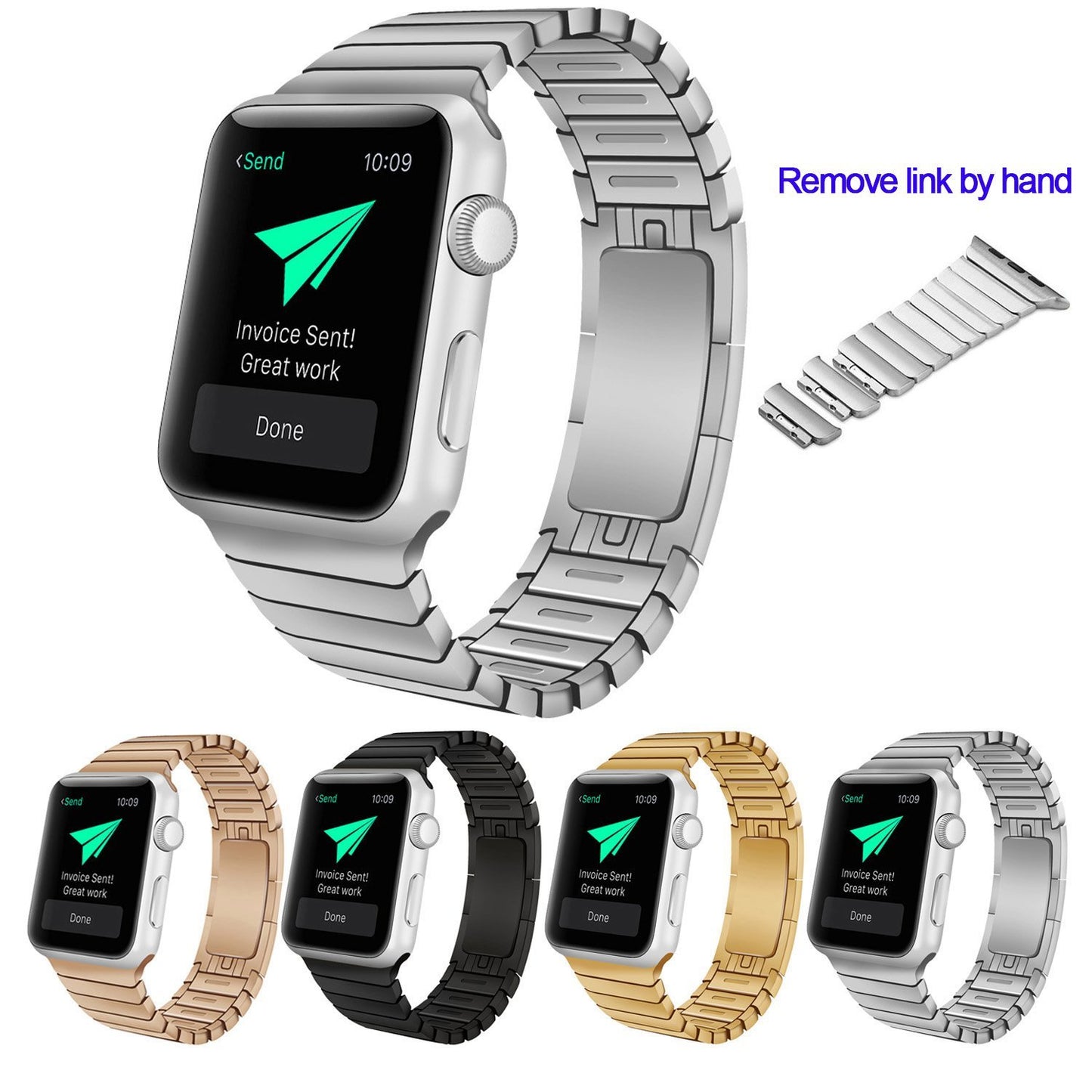 For Apple Watch Ultra 49mm / 8 / 7 45mm / Series 6 / SE / SE (2022) / 5 / 4 44mm / 3 / 2 / 1 42mm Watchband Stainless Steel Watch Strap - Gold