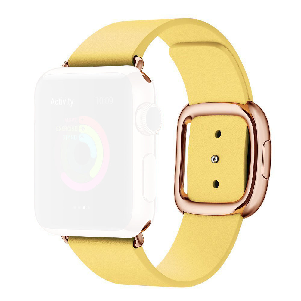 for Apple Watch Series 8 45mm / Ultra 49mm / 7 45mm / Series 6 / SE / SE (2022) / 5 / 4 44mm / Series 3 2 1 42mm Modern Genuine Leather Watch Bracelet with Magnetic Buckle - Yellow