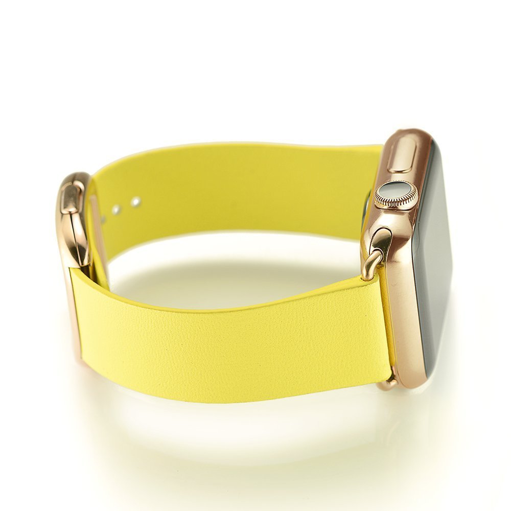 for Apple Watch Series 8 45mm / Ultra 49mm / 7 45mm / Series 6 / SE / SE (2022) / 5 / 4 44mm / Series 3 2 1 42mm Modern Genuine Leather Watch Bracelet with Magnetic Buckle - Yellow
