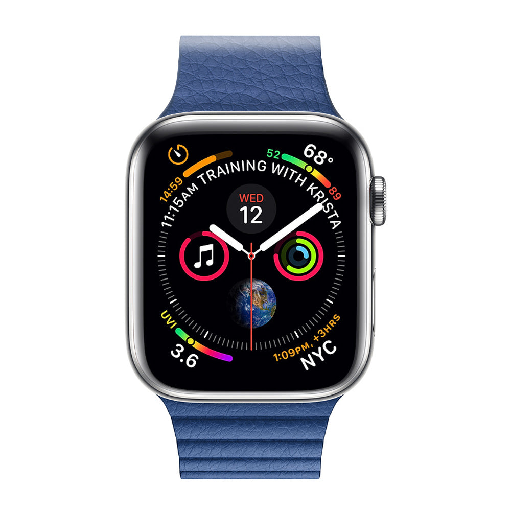 QIALINO Magnetic Loop Genuine Leather Watch Band Placement for Apple Watch Series 8 / 7 41mm / SE / SE(2022) / Series 6 / 5 / 4 40mm / Series 3 / 2 / 1 38mm - Blue