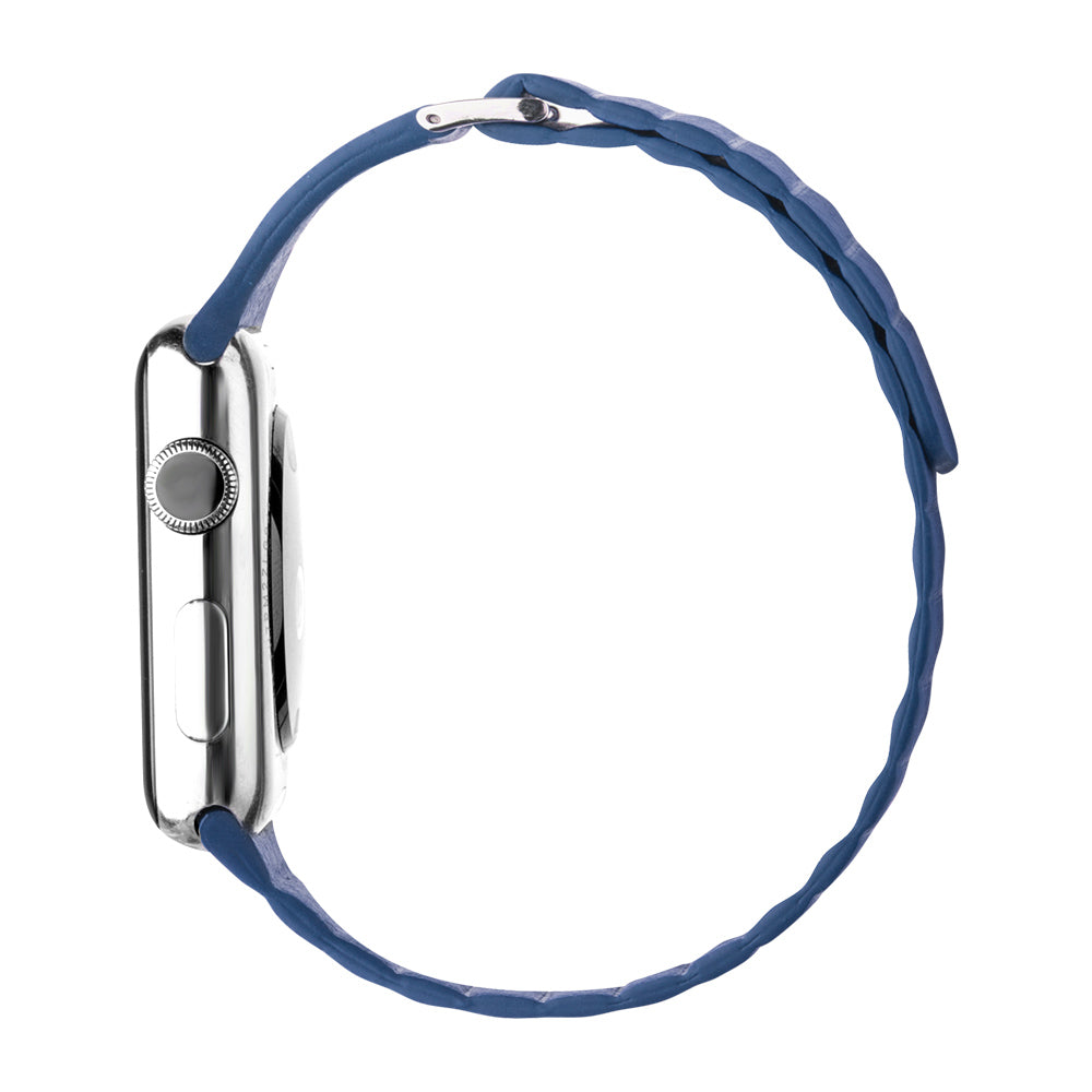 QIALINO Magnetic Loop Genuine Leather Watch Band Placement for Apple Watch Series 8 / 7 41mm / SE / SE(2022) / Series 6 / 5 / 4 40mm / Series 3 / 2 / 1 38mm - Blue