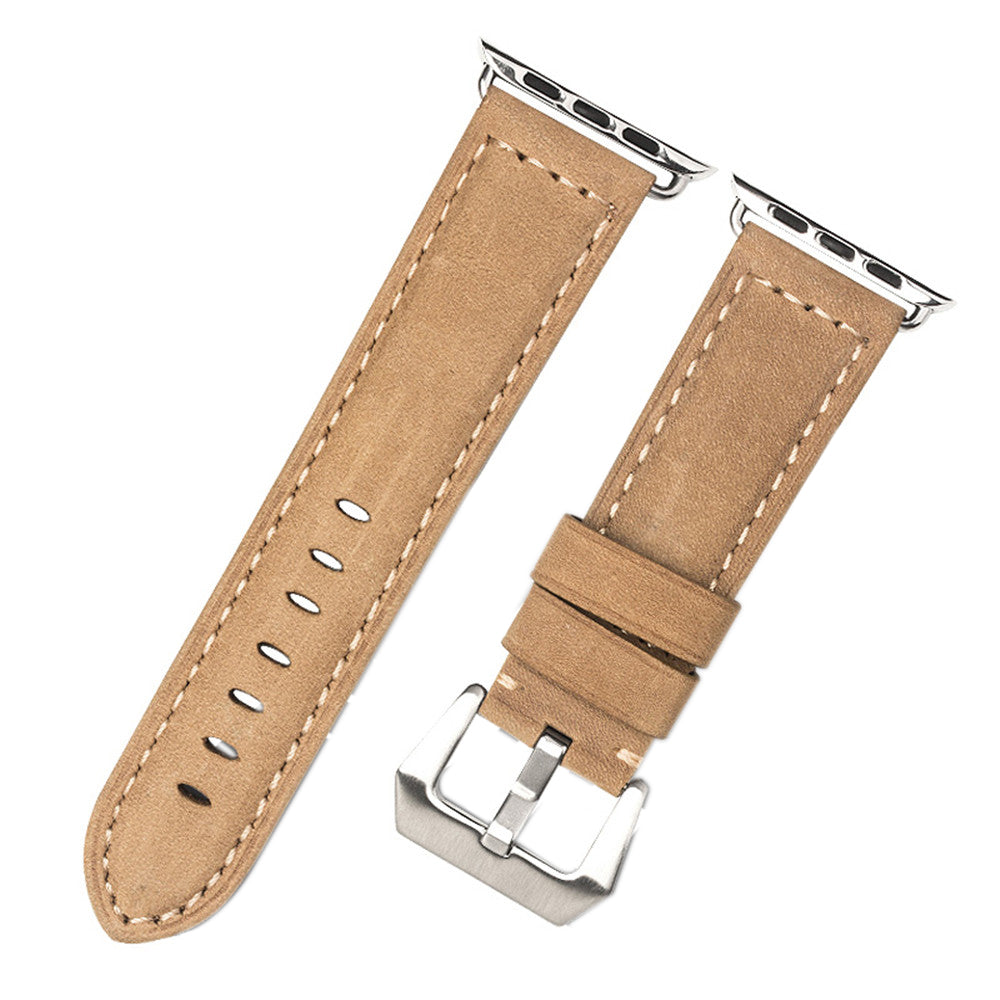 QIALINO Crazy Horse Texture Genuine Leather Band for Apple Watch Series 8 / 7 41mm / SE / SE(2022) / Series 6 / 5 / 4 40mm / Series 3 / 2 / 1 38mm - Khaki