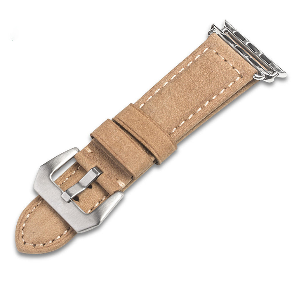 QIALINO Crazy Horse Texture Genuine Leather Band for Apple Watch Series 8 / 7 41mm / SE / SE(2022) / Series 6 / 5 / 4 40mm / Series 3 / 2 / 1 38mm - Khaki