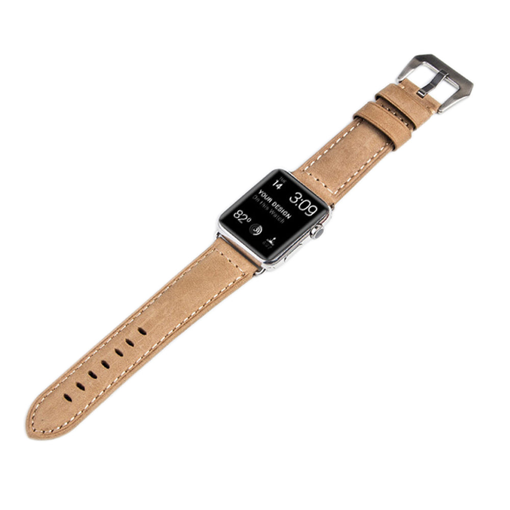QIALINO Crazy Horse Texture Genuine Leather Band for Apple Watch Series 8 / 7 41mm / SE / SE(2022) / Series 6 / 5 / 4 40mm / Series 3 / 2 / 1 38mm - Khaki