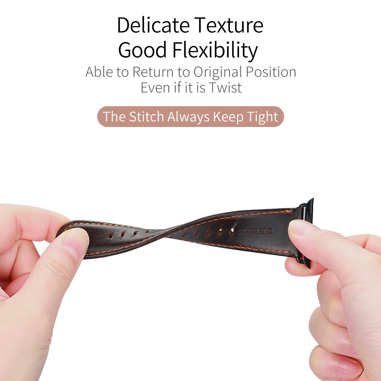 Business Genuine Leather Watch Strap with Stainless Steel Buckle for Apple Watch Series 8 45mm / 7 45mm / Series 6 / SE / SE (2022) / 5 4 44mm / Series 3 2 1 42mm - Coffee