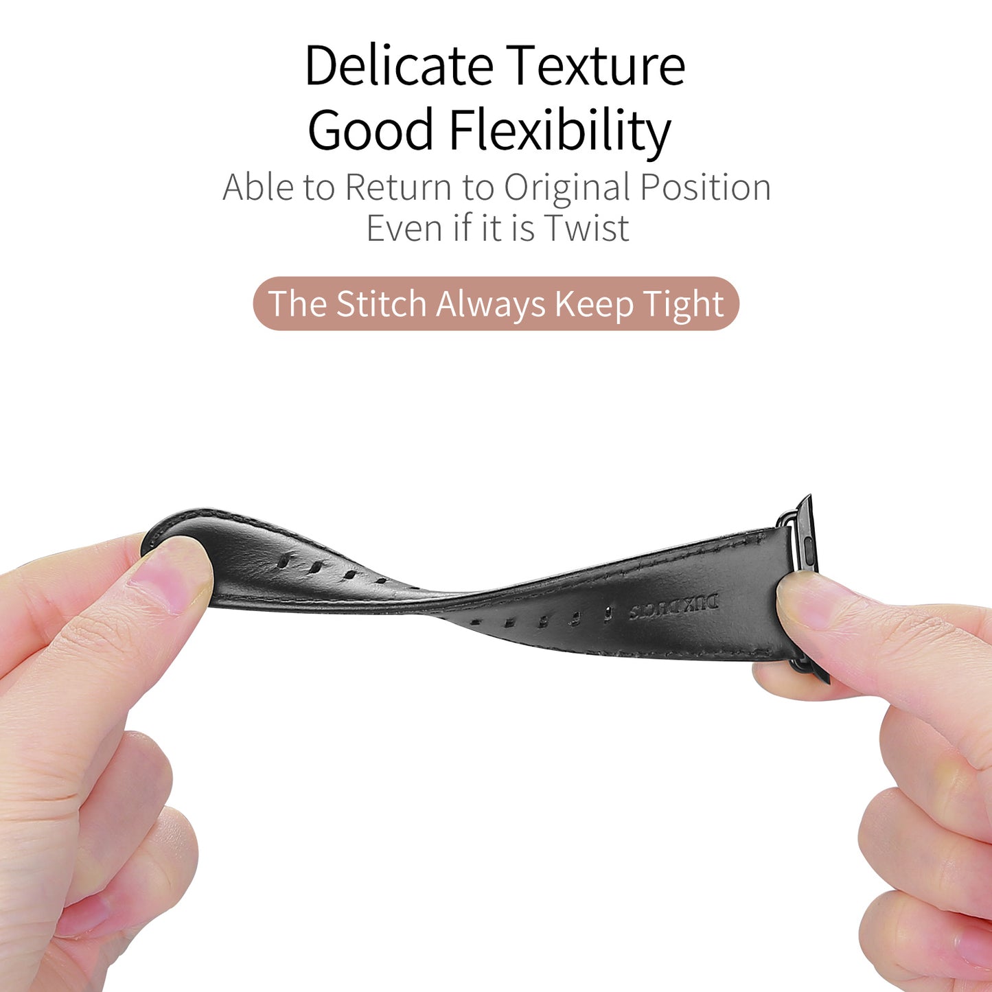 DUX DUCIS Business Genuine Leather Watch Band for Apple Watch Series 8 7 41mm / Series 6 SE / SE(2022) 5 4 40mm / Series 3 2 1 38mm - Black