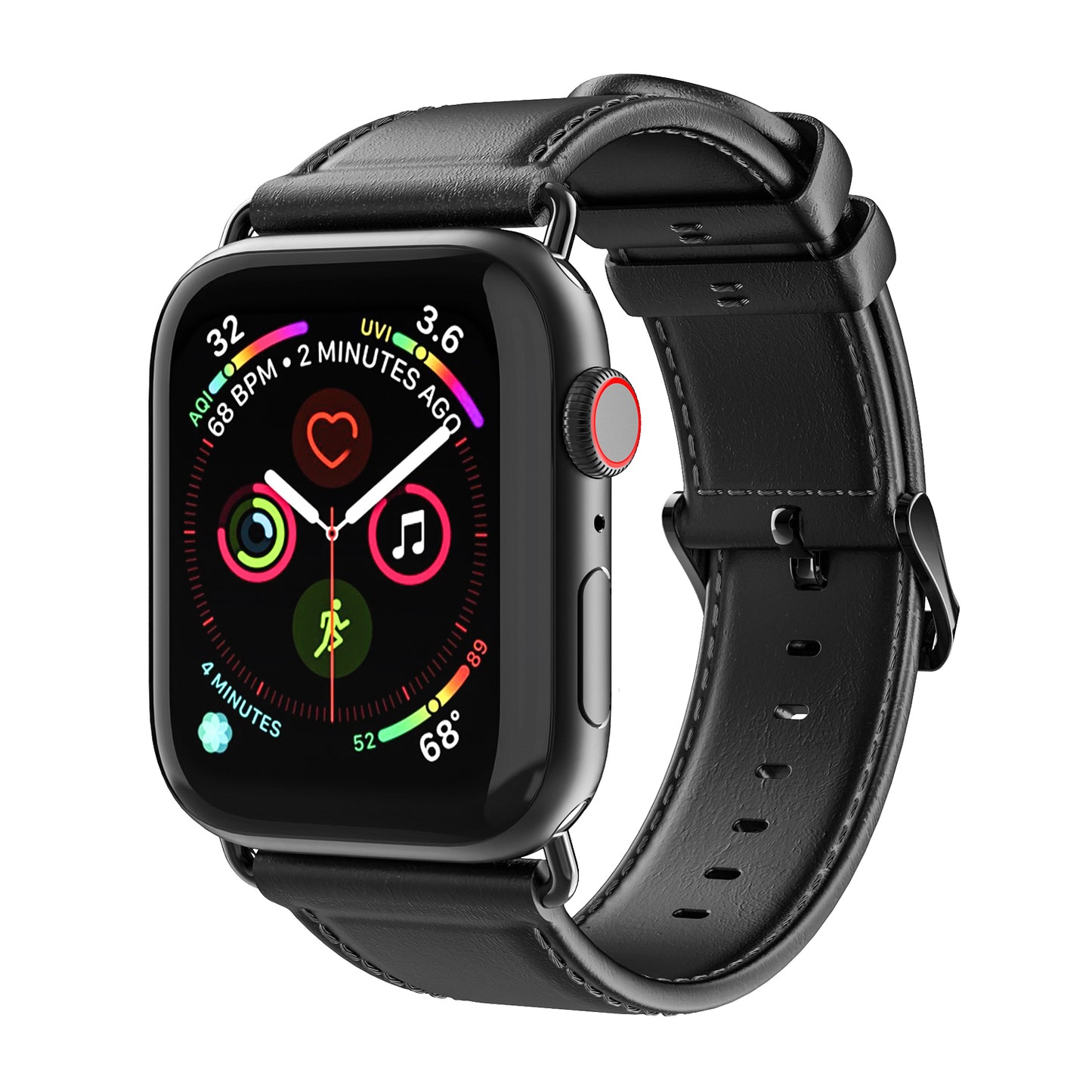 DUX DUCIS Business Genuine Leather Watch Band for Apple Watch Series 8 7 41mm / Series 6 SE / SE(2022) 5 4 40mm / Series 3 2 1 38mm - Black