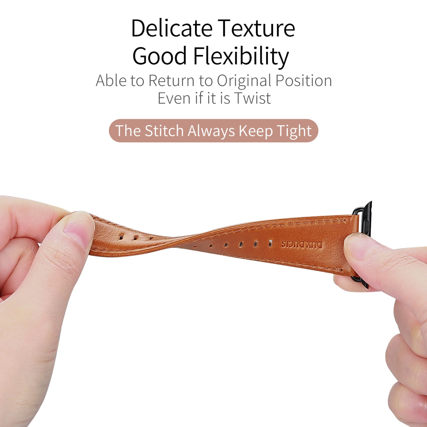 DUX DUCIS Business Genuine Leather Watch Band for Apple Watch Series 8 7 41mm / Series 6 SE / SE(2022) 5 4 40mm / Series 3 2 1 38mm - Brown