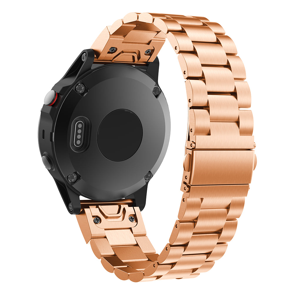 Stainless Steel Link Chain Watch Band Replacement for Garmin Fenix 5 - Rose Gold