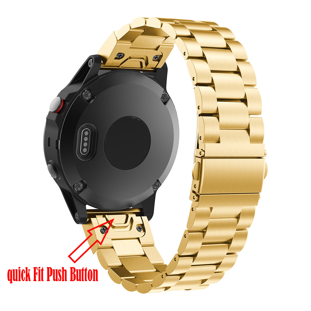 Stainless Steel Link Chain Watch Band Replacement for Garmin Fenix 5 - Gold