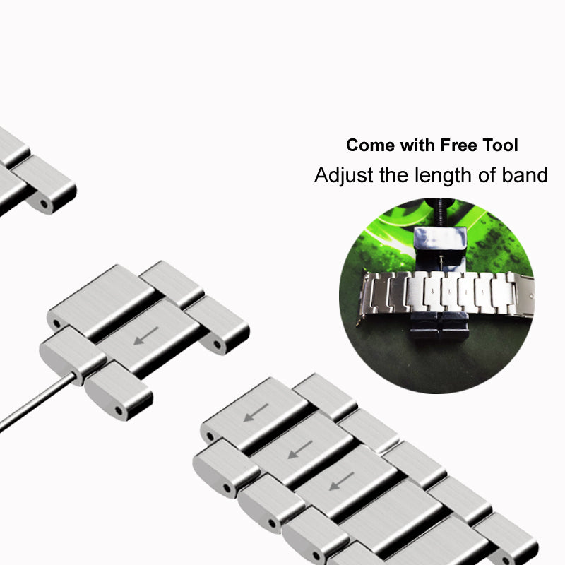 One Bead Stainless Steel Watch Strap with Buckle for Apple Watch Series 8 7 41mm / Series 6 SE / SE(2022) 5 4 40mm / Series 3 2 1 38mm - Silver