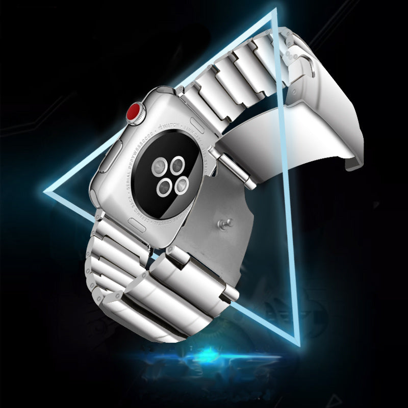 One Bead Stainless Steel Watch Strap with Buckle for Apple Watch Series 8 7 41mm / Series 6 SE / SE(2022) 5 4 40mm / Series 3 2 1 38mm - Silver